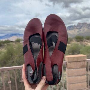 Mephisto Leather Red Slip-On Mary Jane Comfort Shoes Size 38